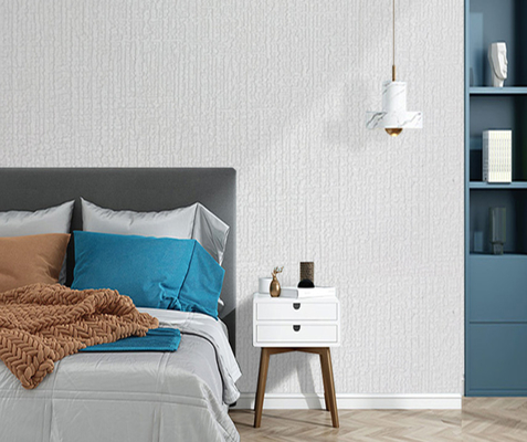 Linen Textured 3D Foam Wallpaper Fire Retardant Wall Covering Roll Cho căn hộ